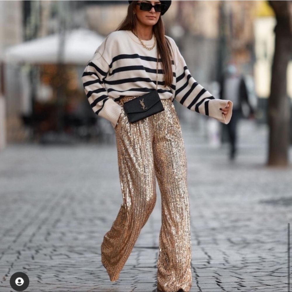 Zara sequin wide leg pants - Picture 4 of 16